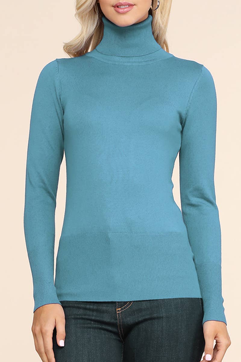 AWOSWL285_Stretch Turtle Neck Long Sleeve Pullover Sweater