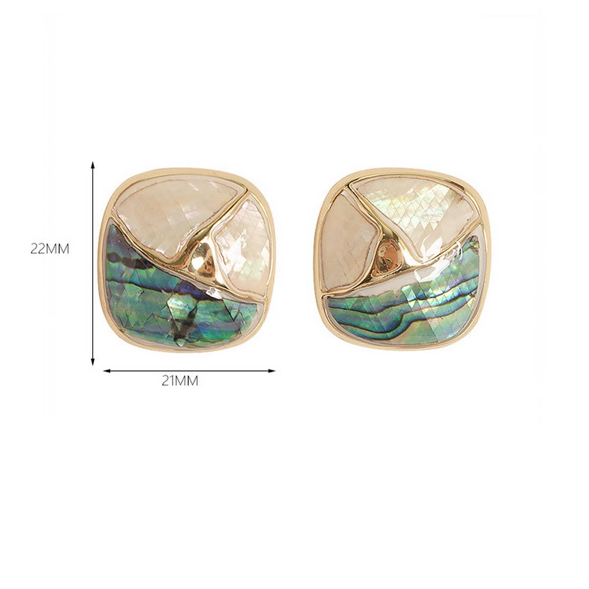 CONTRAST COLOR GEOMETRIC ABALONE OIL DROP EARRINGS