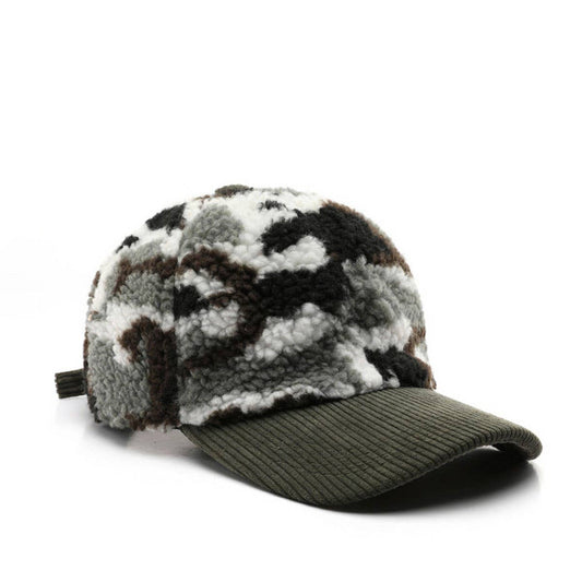 Winter Colorblock Fleece Camo Baseball Cap_CWAH2171