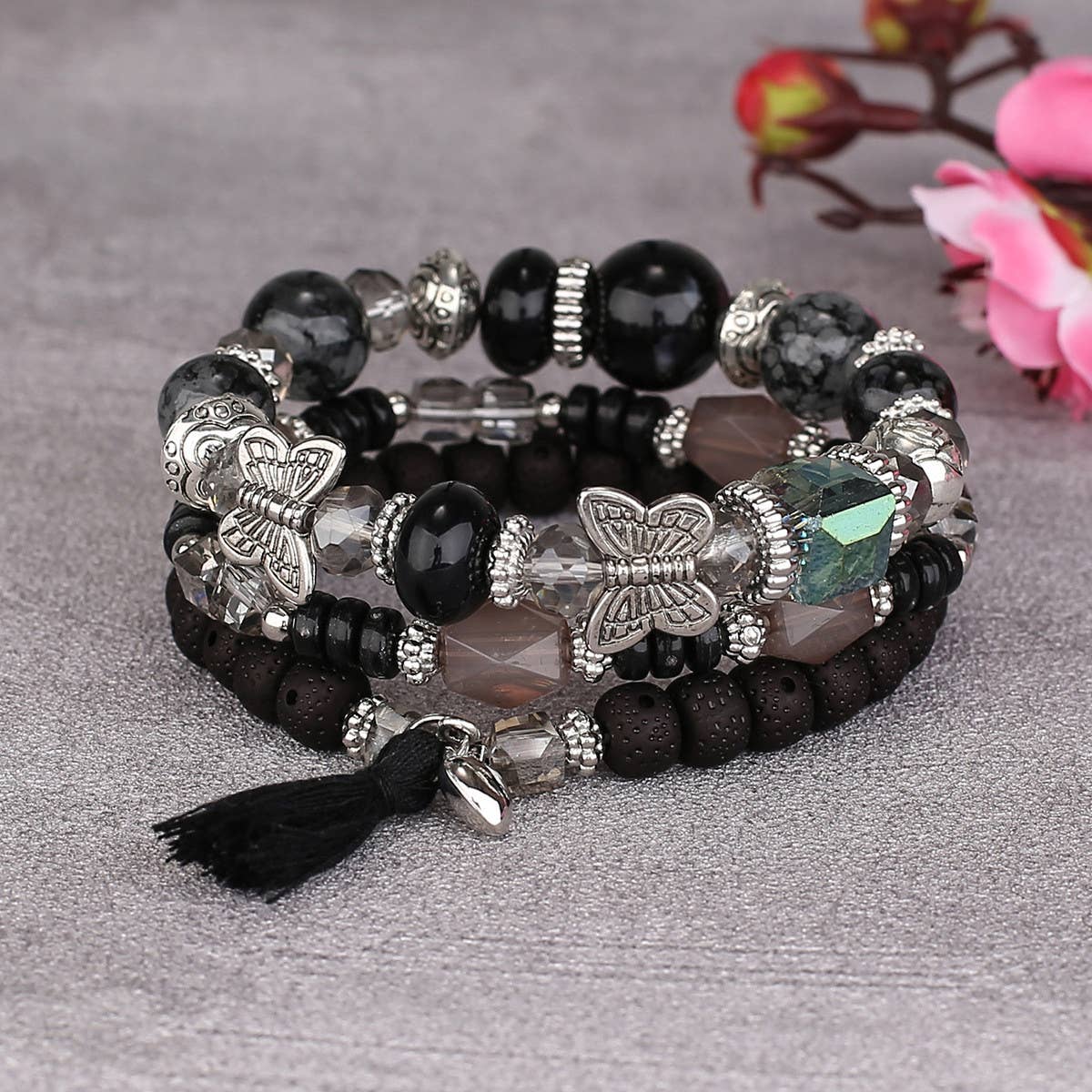 BUTTERFLY TASSEL PENDANT MULTI-LAYER BRACELET_CWAHA2476