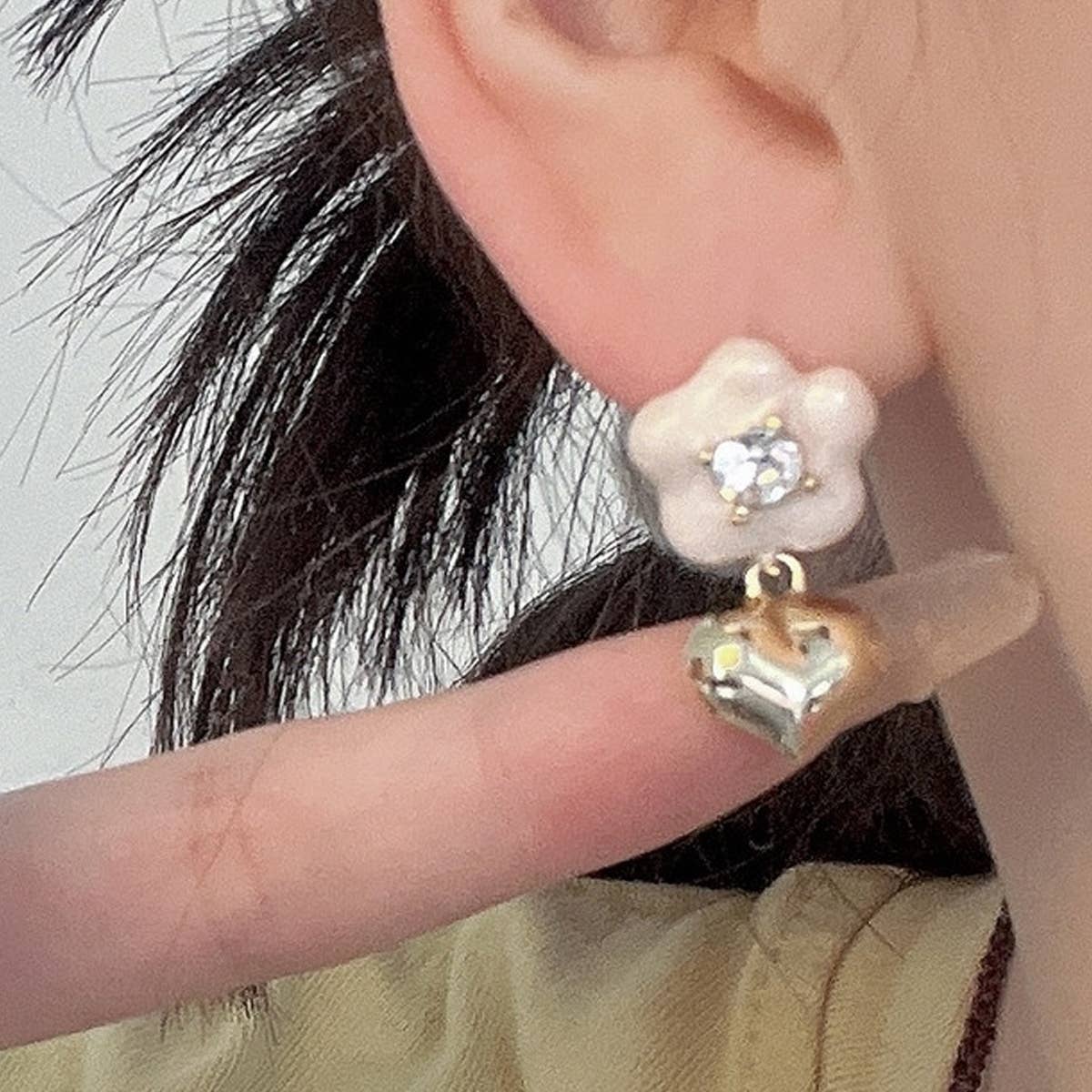 FASHION FLOWER HEART EARRINGS_CWAJE2044