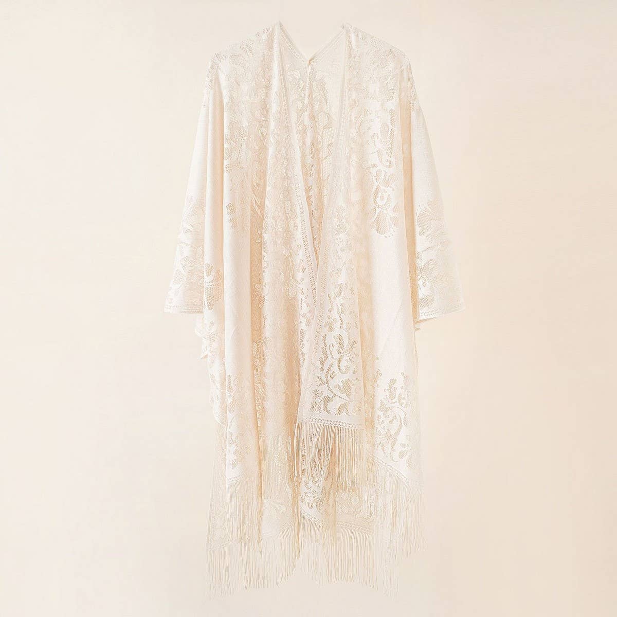TASSEL LACE FRONT OPEN KIMONO FOR SUMMER WOMENS