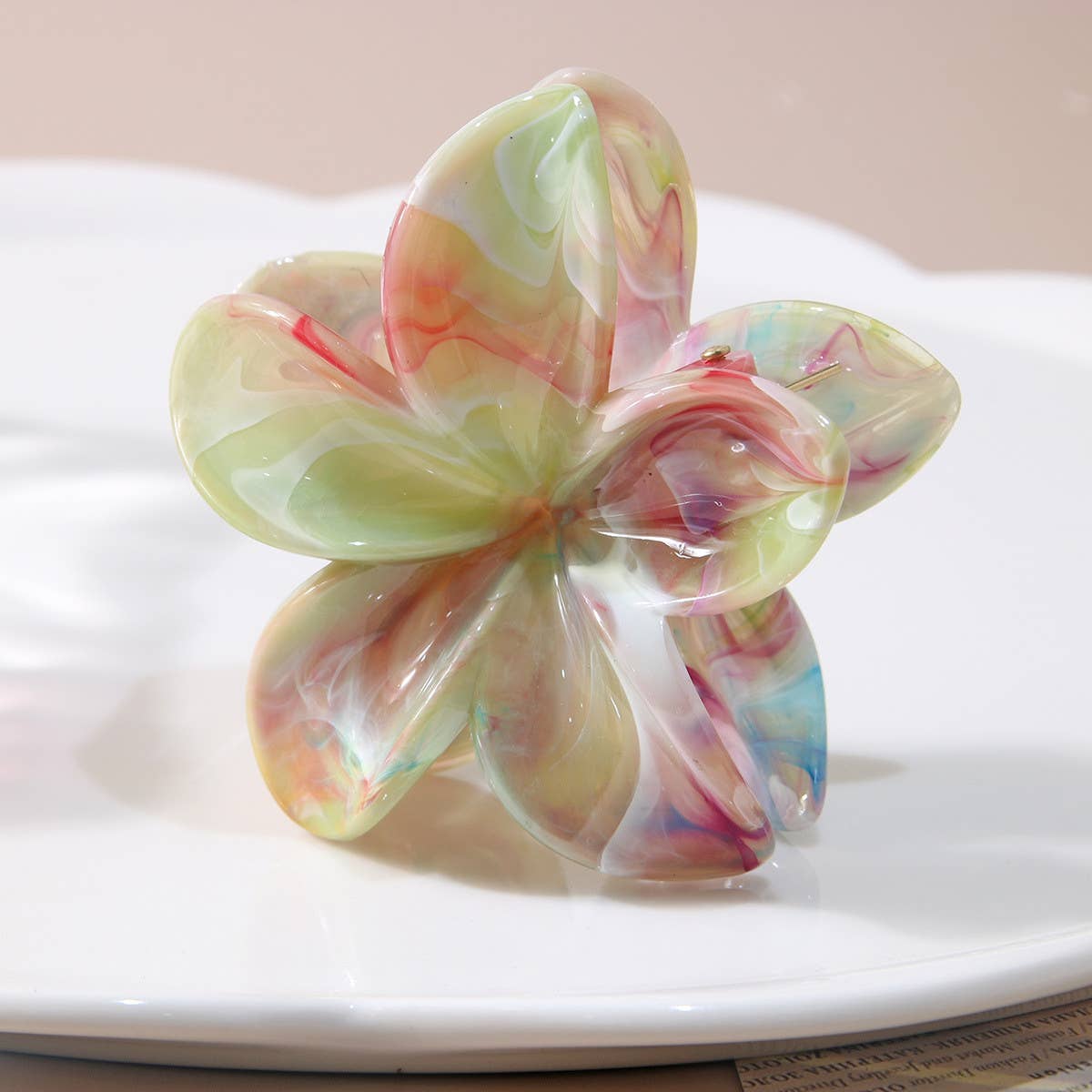 Marble Flower Hair Claw - Two-Tone Petal Clip_CWAHA1040