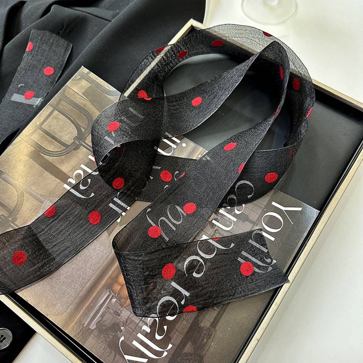 NEW POLKA DOT LACE SCARF HEADBAND