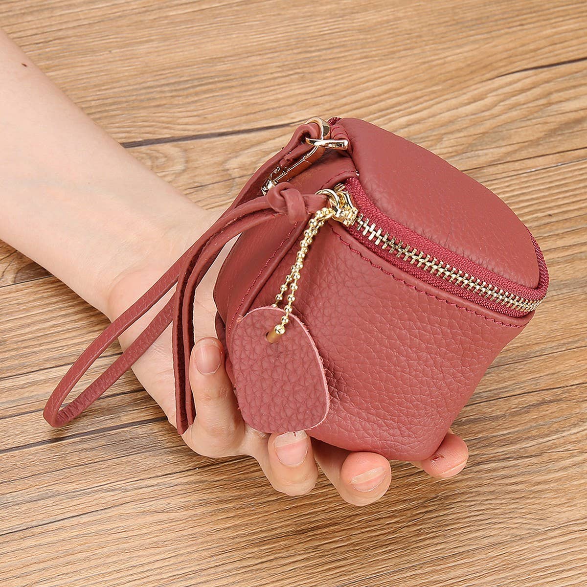Mini Leather Bucket Cosmetic Coin Purse_CUAB00392