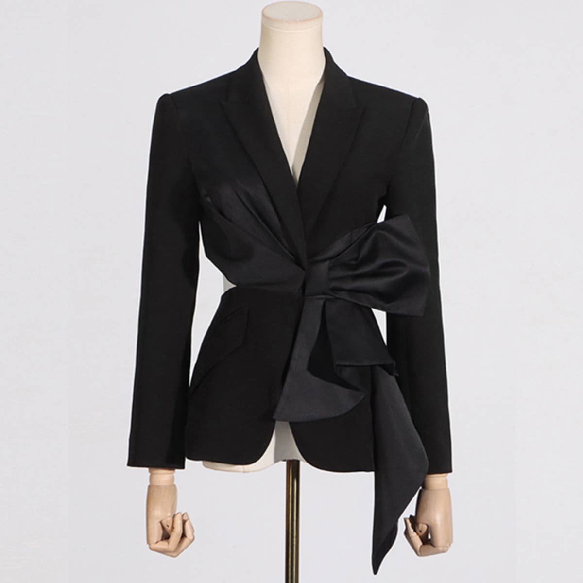 Sexy V-Neck Waist-Tie Blazer with Bow Design