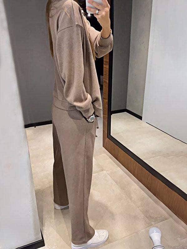 SINGLE-BREASTED CARDIGAN WIDE-LEG PANTS TRACKSUIT