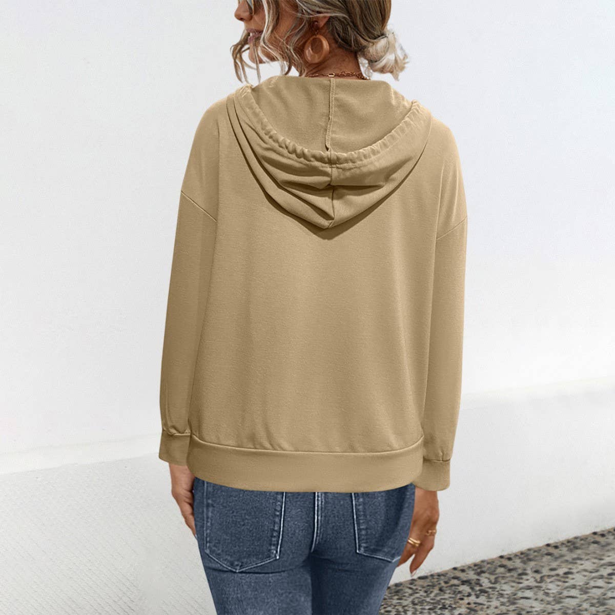 Fashion hooded patchwork color casual hoodie