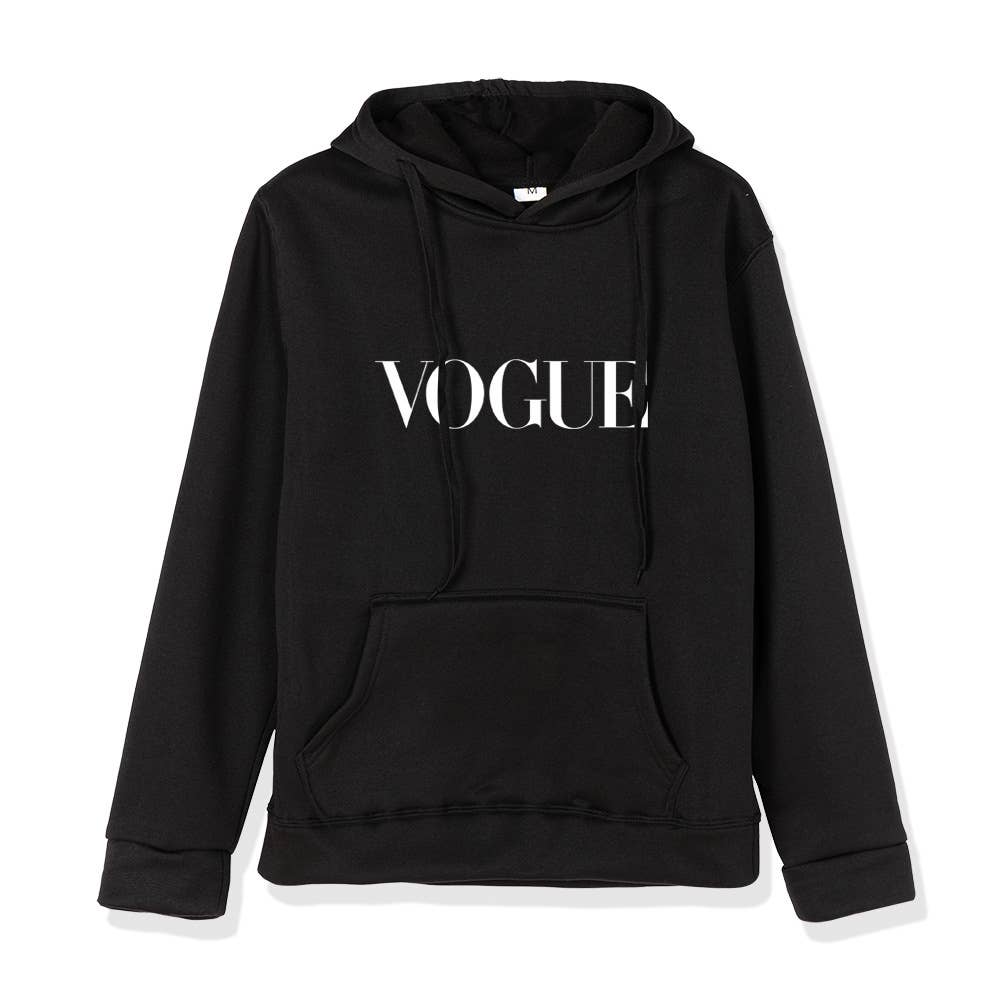 Simple letter print loose basic hoodie