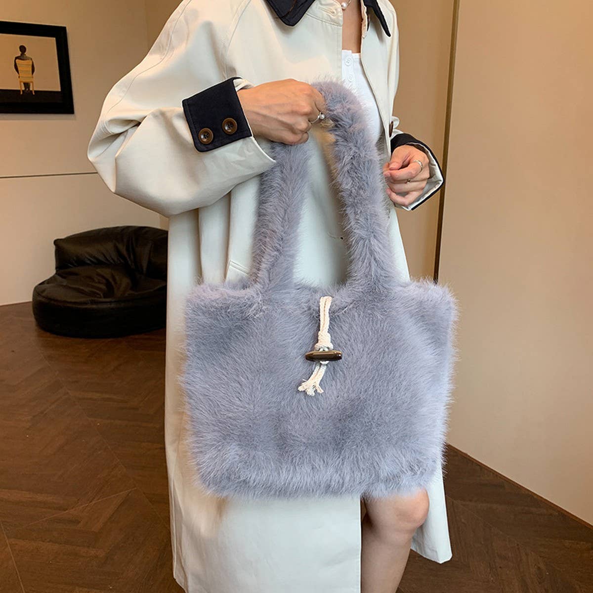 WINTER FASHION SHOULDER BAG UNDERARM PLUSH BAG_CWAB4017