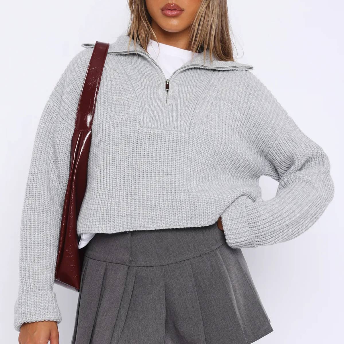 SOLID COLOR LONG SLEEVE STREET STYLE  SWEATER