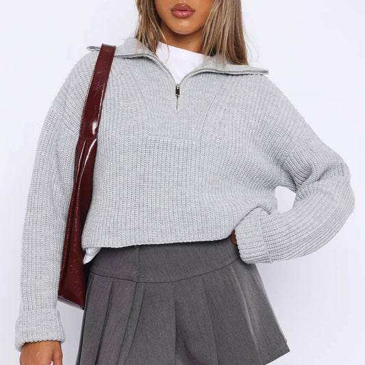 SOLID COLOR LONG SLEEVE STREET STYLE  SWEATER