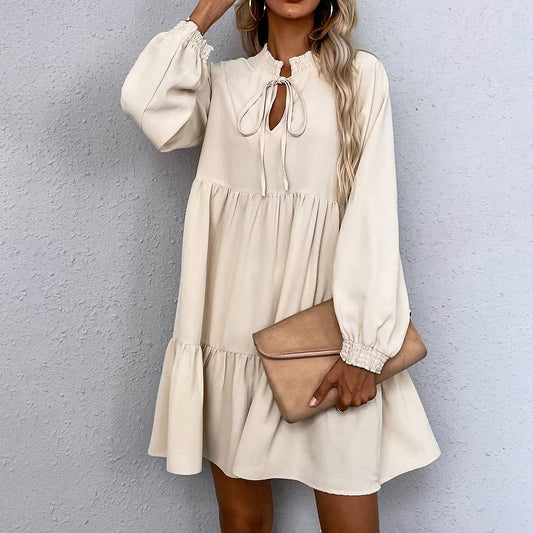 Puffed sleeves Elegant and loose classical dress