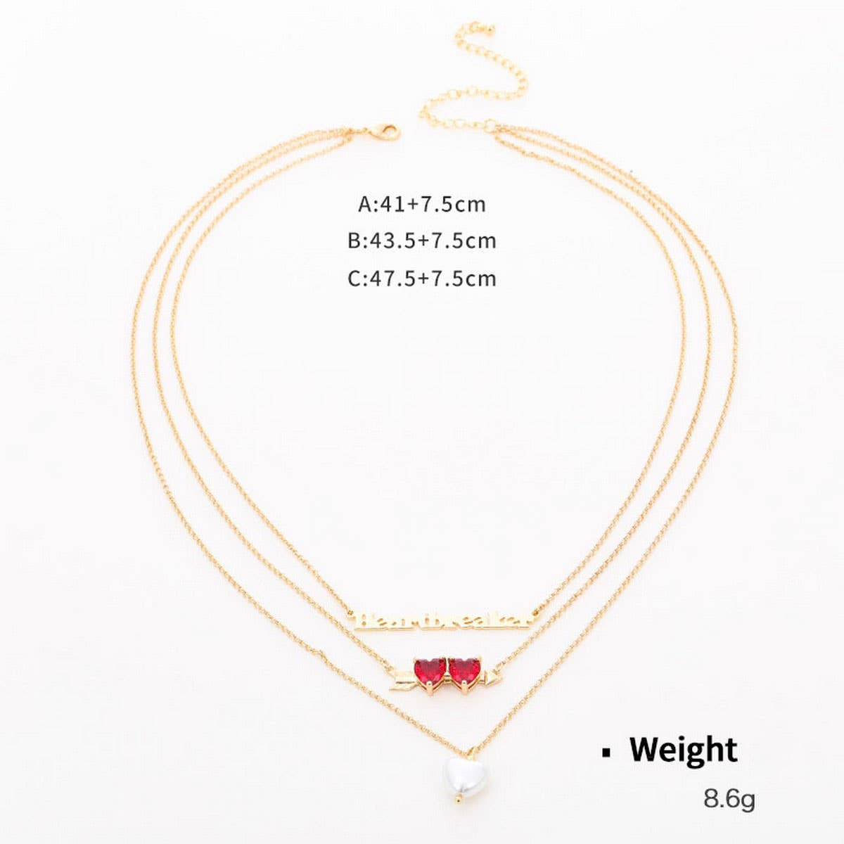HEART-SHAPED ZIRCONIUM INLAID MULTI-ROW NECKLACE