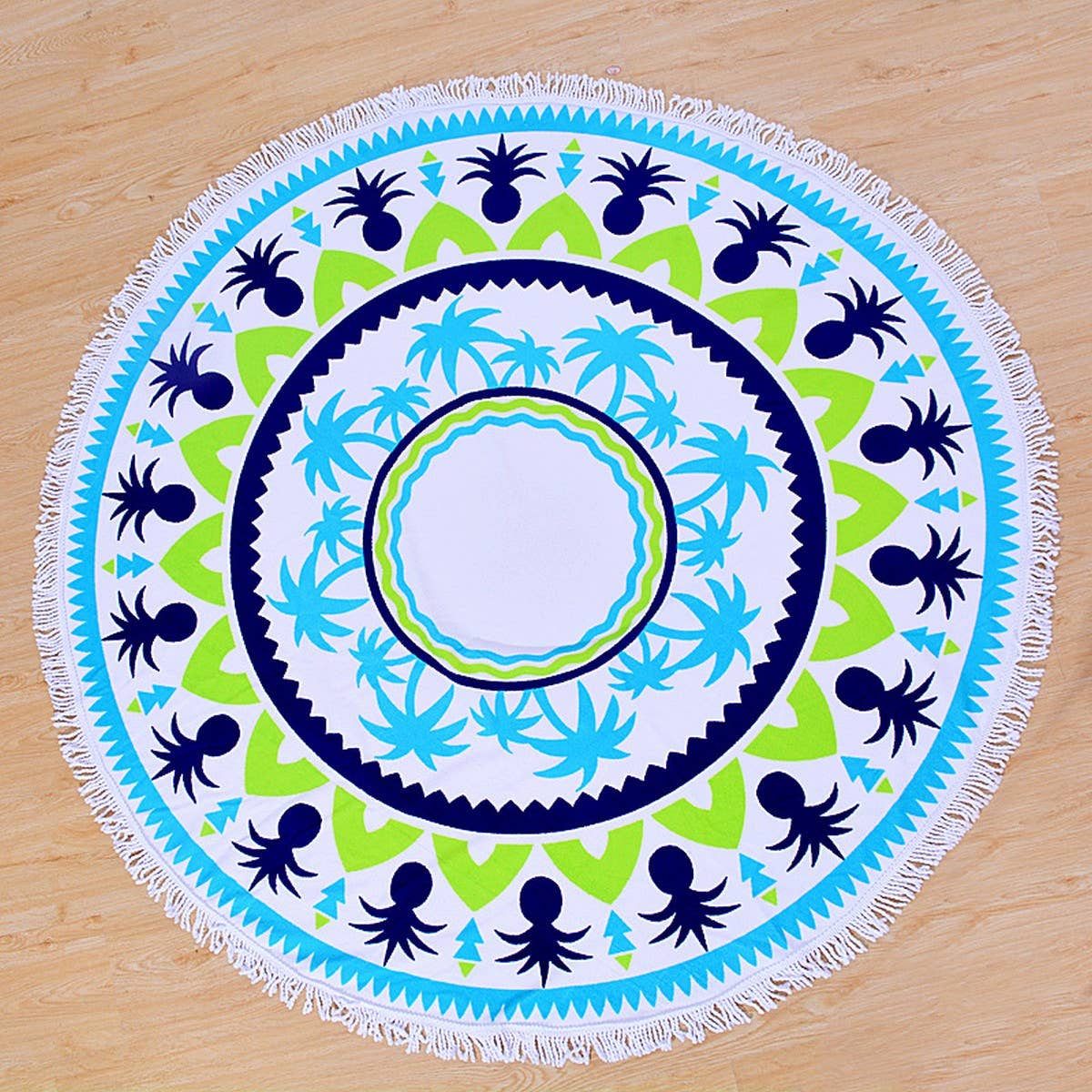Round Microfiber Tassel Beach Towel Blanket