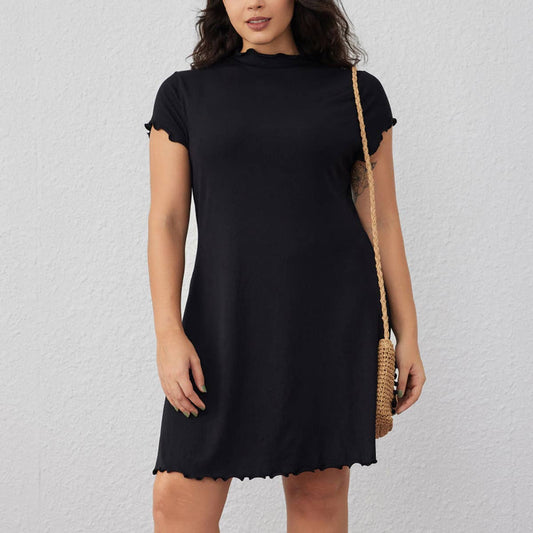 LARGE SIZE MINIMALIST AND ELEGANT KNITTED DRESS_CWDSD3319