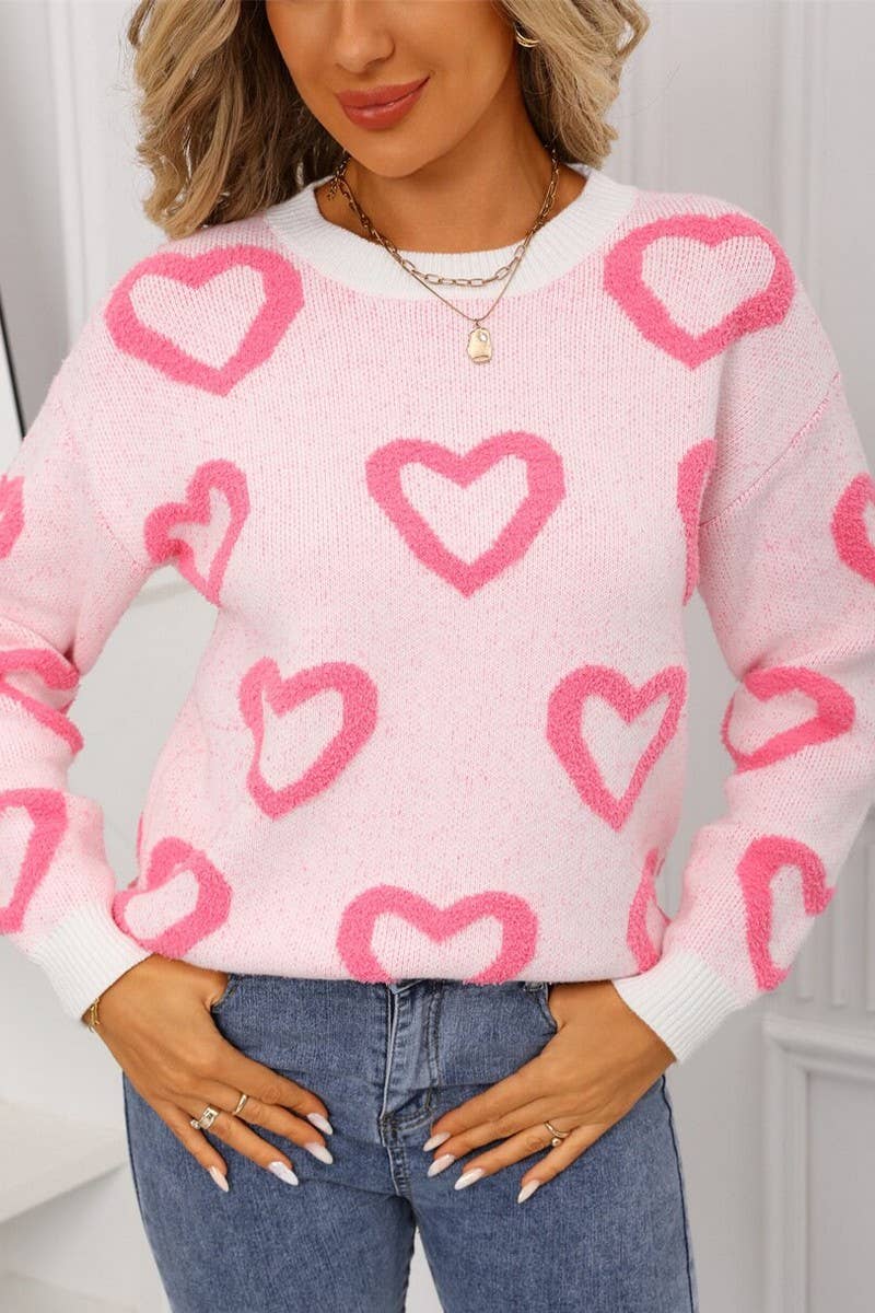CWOSWL07592_VALENTINE HEART COLORBLOCK CREWNECK SWEATER