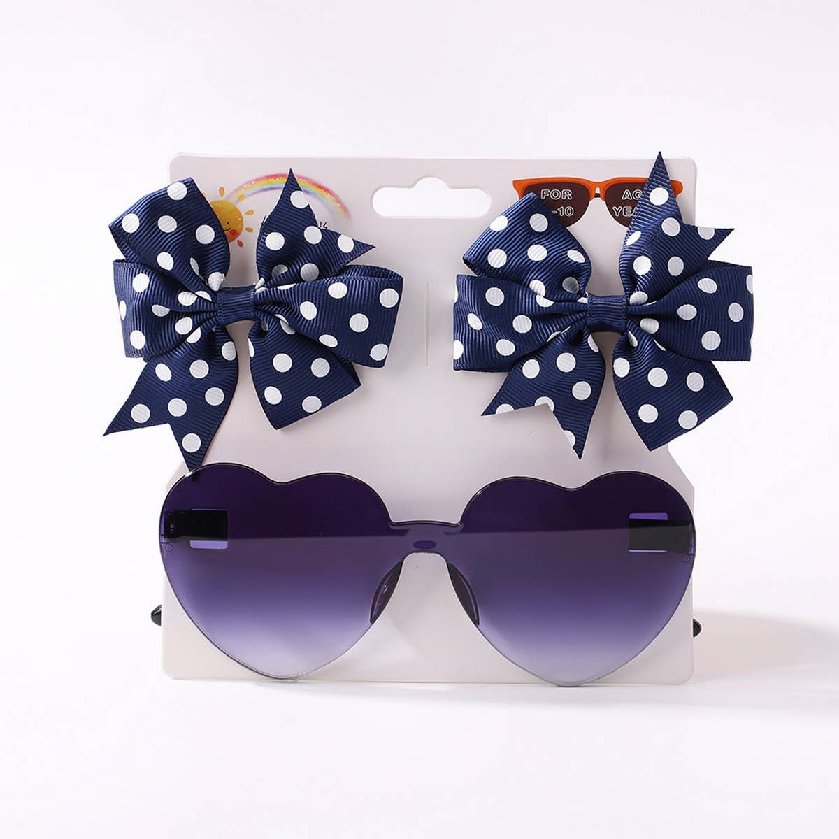 Kids Polka Dot Grosgrain Bow Hair Clip &Sunglasses