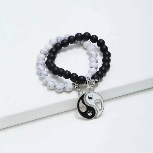 CWAJE4231_WHITE TURQUOISE BLACK AND WHITE TAI CHI BRACELET