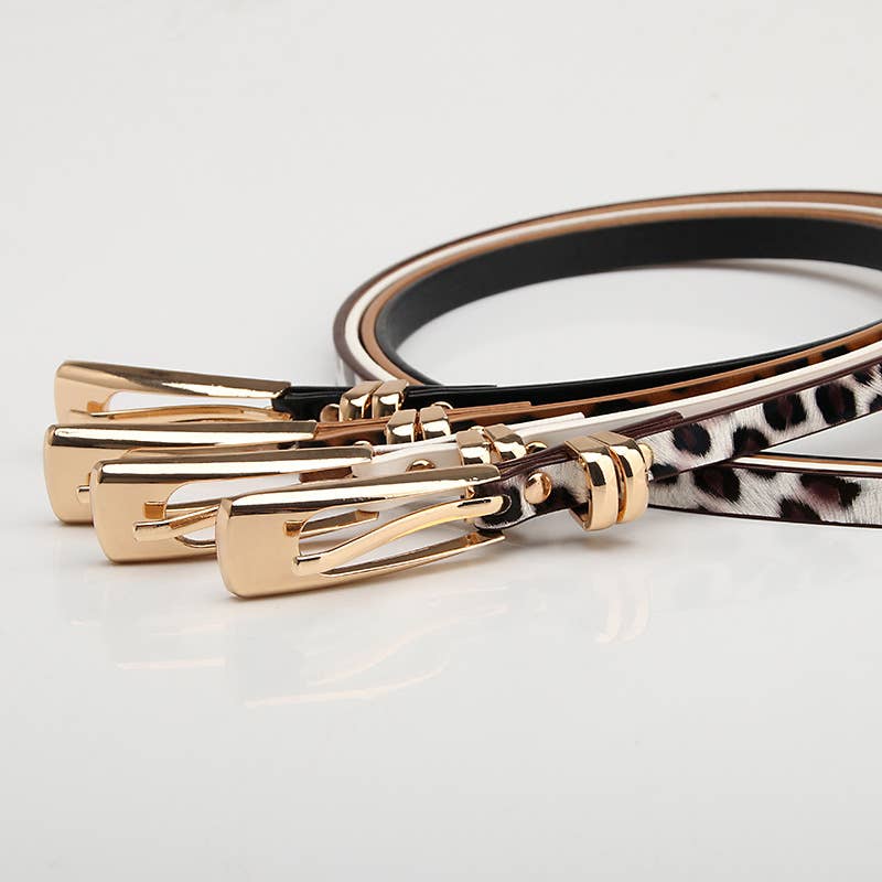 Leopard-print alloy pin buckle fashionable belt