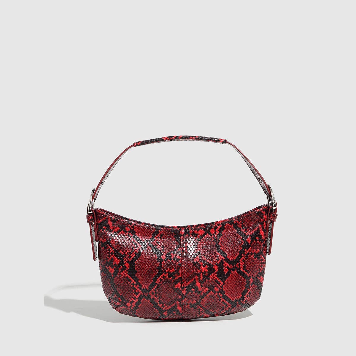 Elegant Adjustable Strap Snake Print Dumpling Bag_CWAB5689