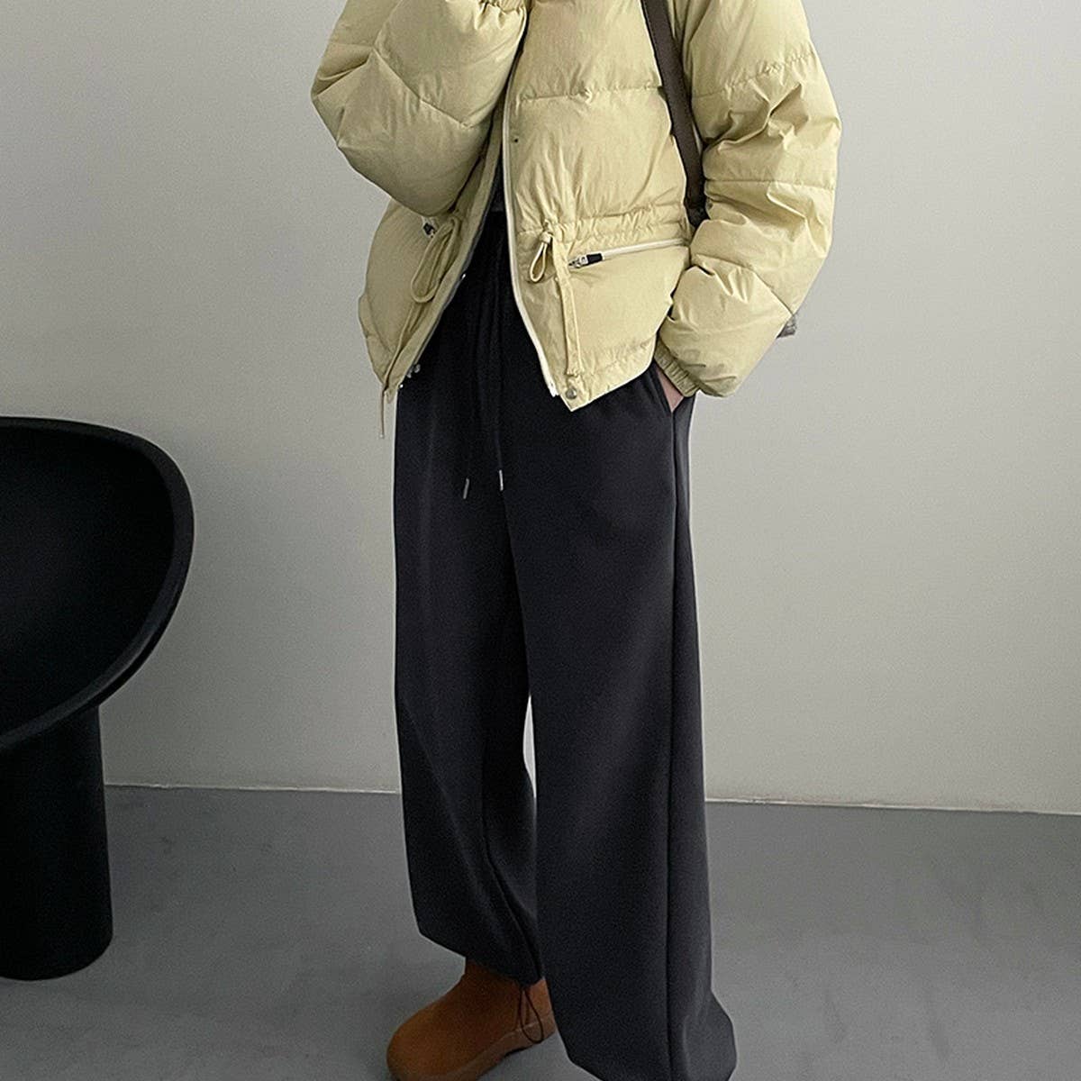 Fleece and thick warm corset wide leg sweatpants