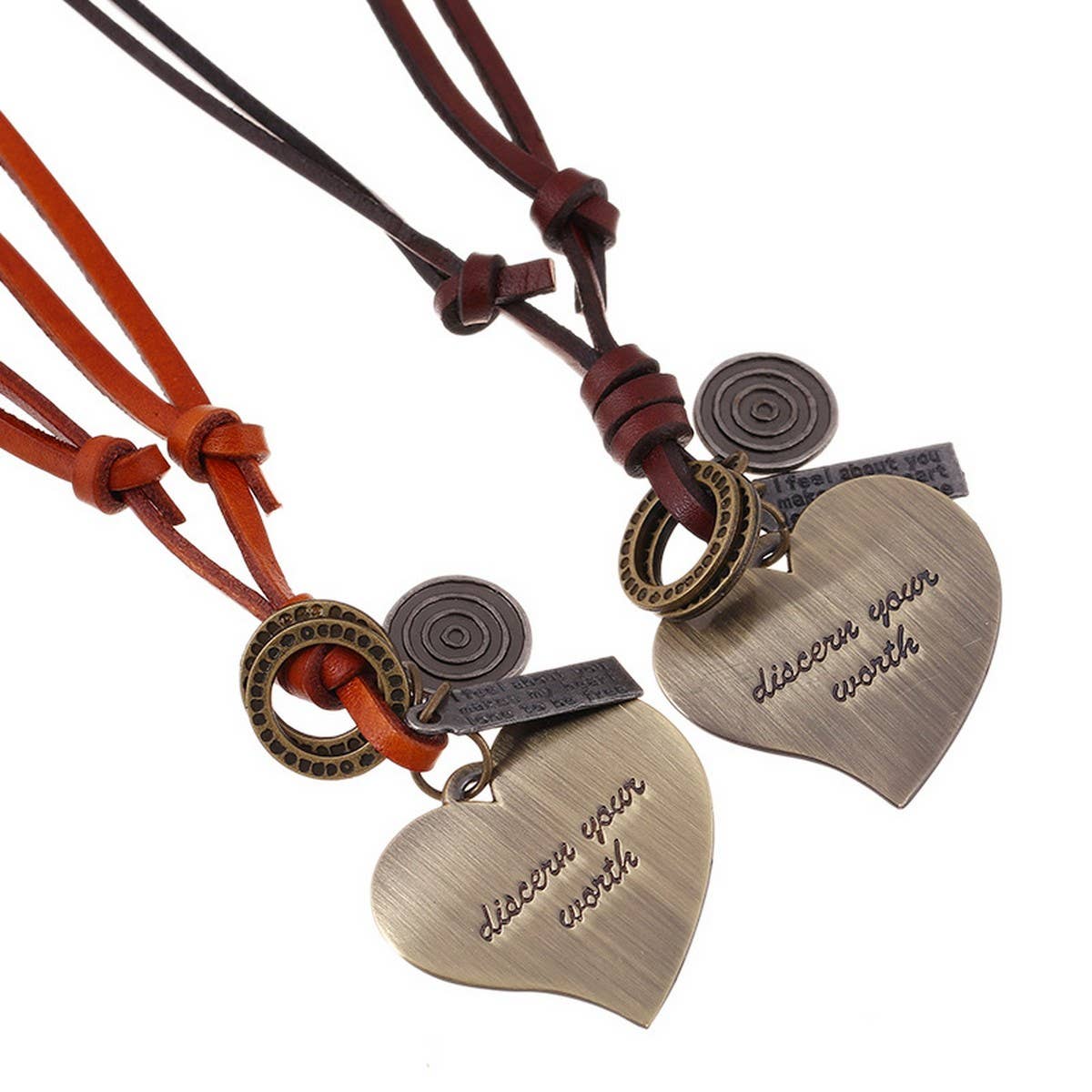 NEW RETRO HEART LONG LEATHER NECKLACE