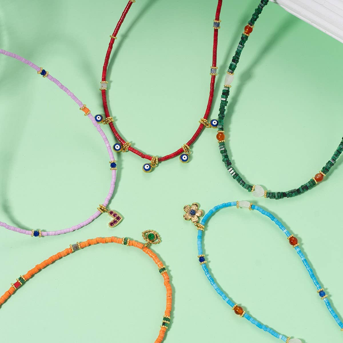 Original Natural Stone Necklace with Steel Pendant_CWMM8832