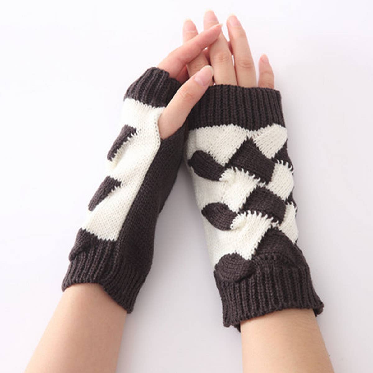 BRAIDED COLORBLOCK FINGERLESS GLOVES_CWAG0114