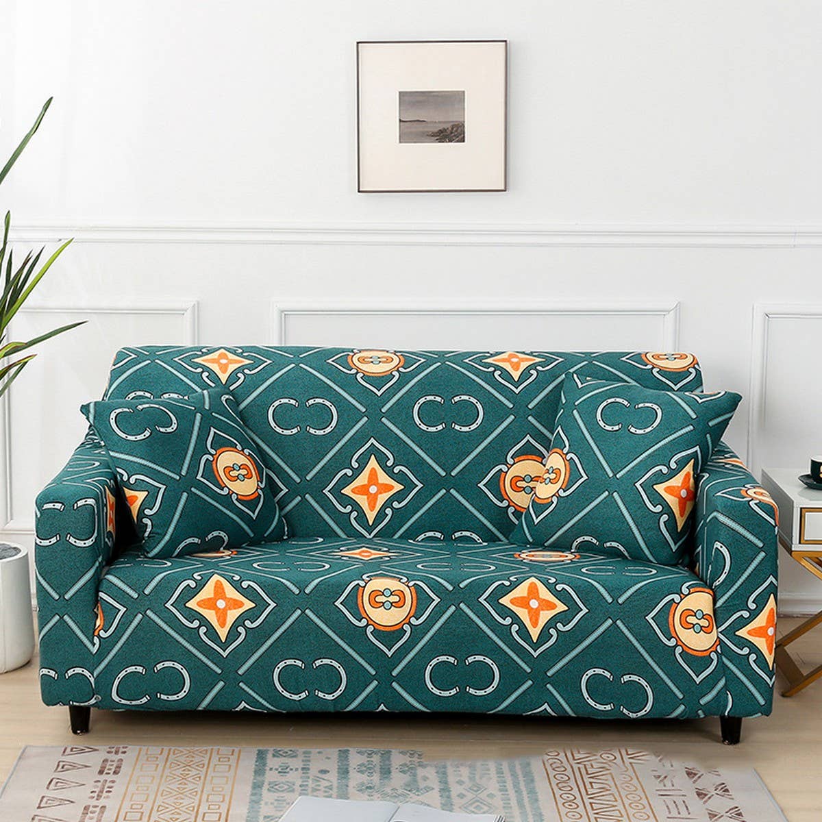 Modern Knit Sofa Cover, Stretch Fit, Solid Color