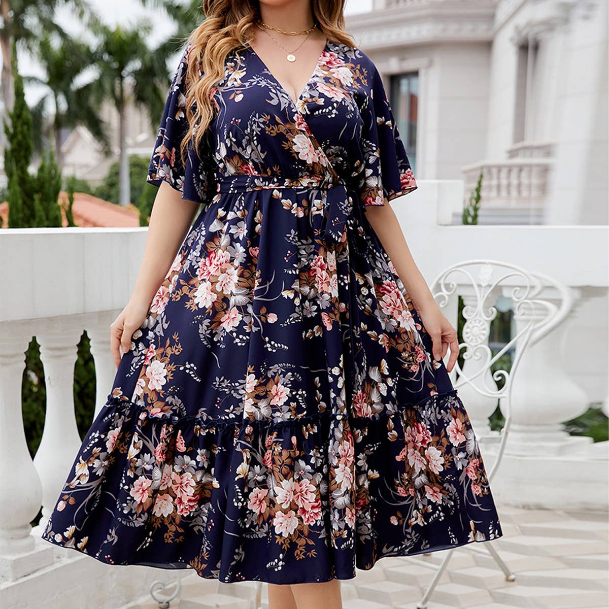 Boho Floral V-Neck Dress ??Plus Size Summer_CWDMD5964