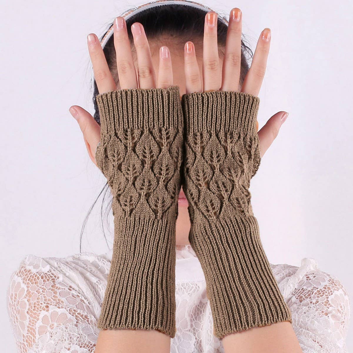 KNITTED HOLLOW OUT LONG OPEN TOE GLOVES_CWAG0037