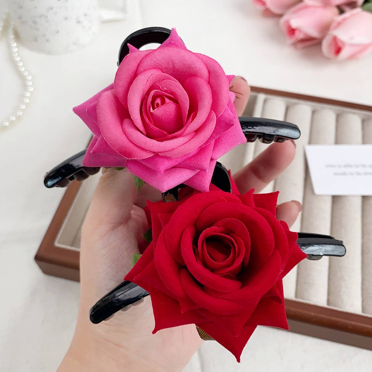 Fashionable simulation private chat rose hairpin