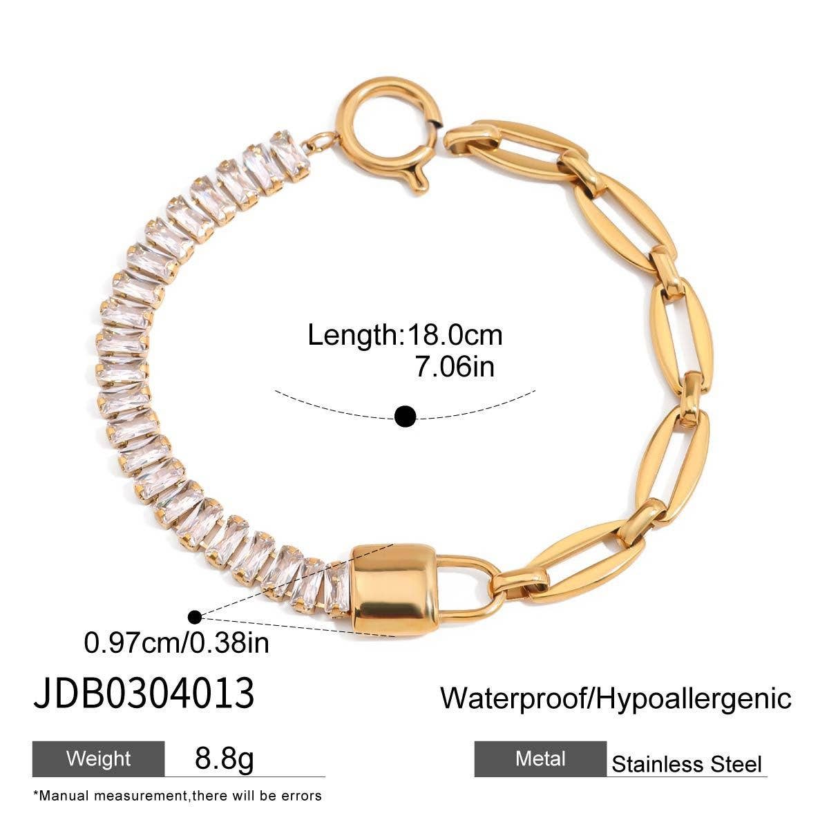18K Gold Zircon Bracelet in Stainless Steel_CWAJE4625