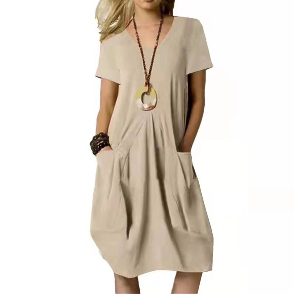 Baggy short sleeve dress with pockets