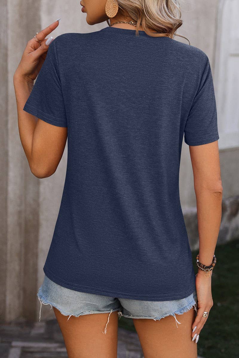 Cwtts0777_Round Neck Short Sleeved Top