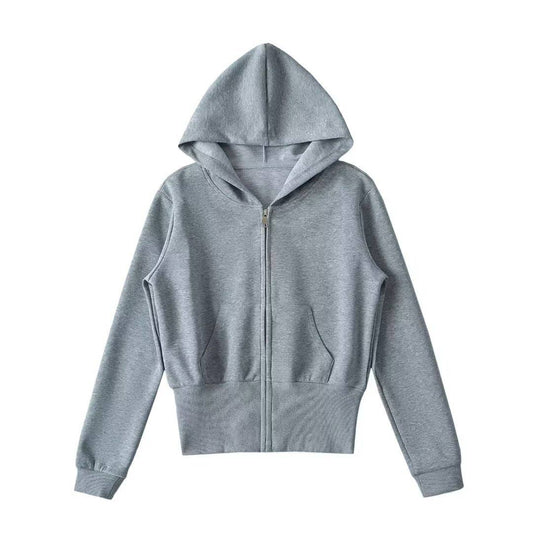 American retro waist-cinching hooded sweatshirt