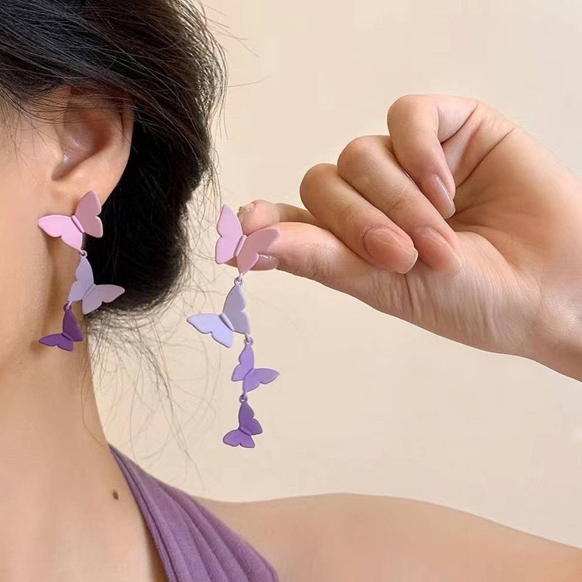 GRADIENT PURPLE BUTTERFLY DREAM EARRINGS
