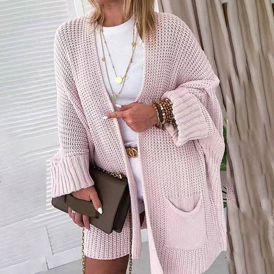 Cardigan Bat Sleeve Loose Pocket Long Coat_Cwocal1223