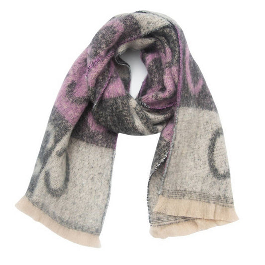 Letter Jacquard Scarf ? Winter Short Fringe Wrap