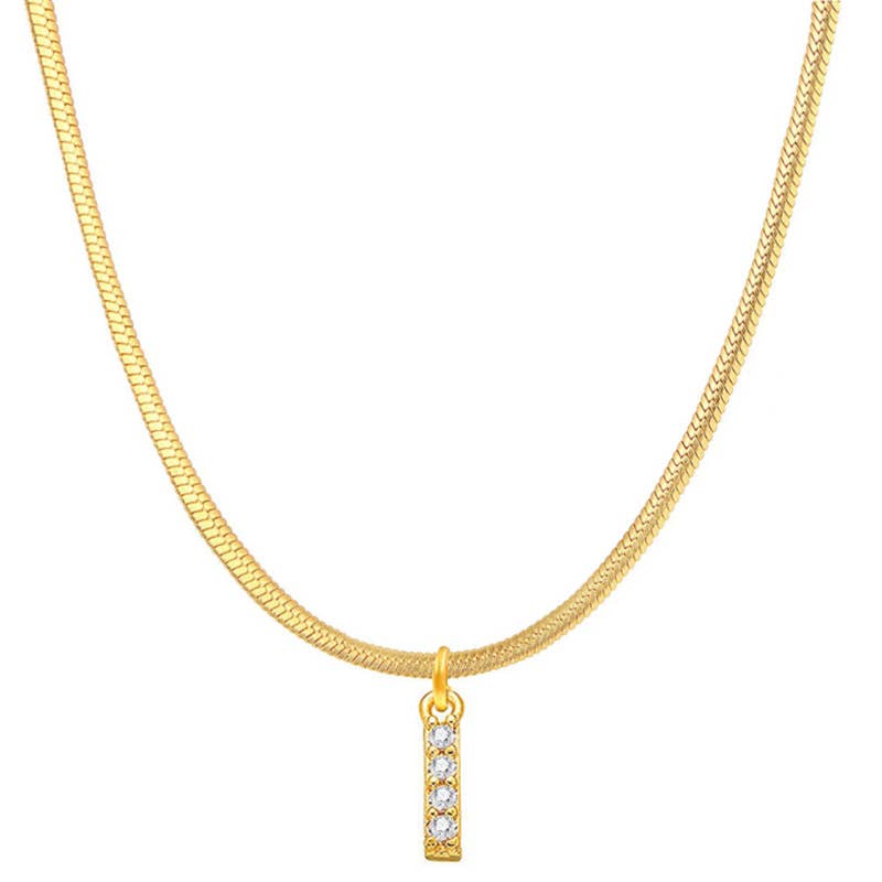 Titanium steel snake bone lock zircon pendant