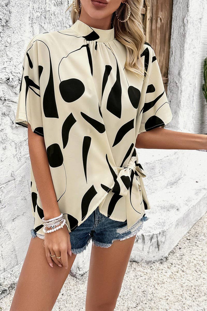 LEISURE PRINTING SHORT SLEEVE BLOUSE_CWTSTS0319