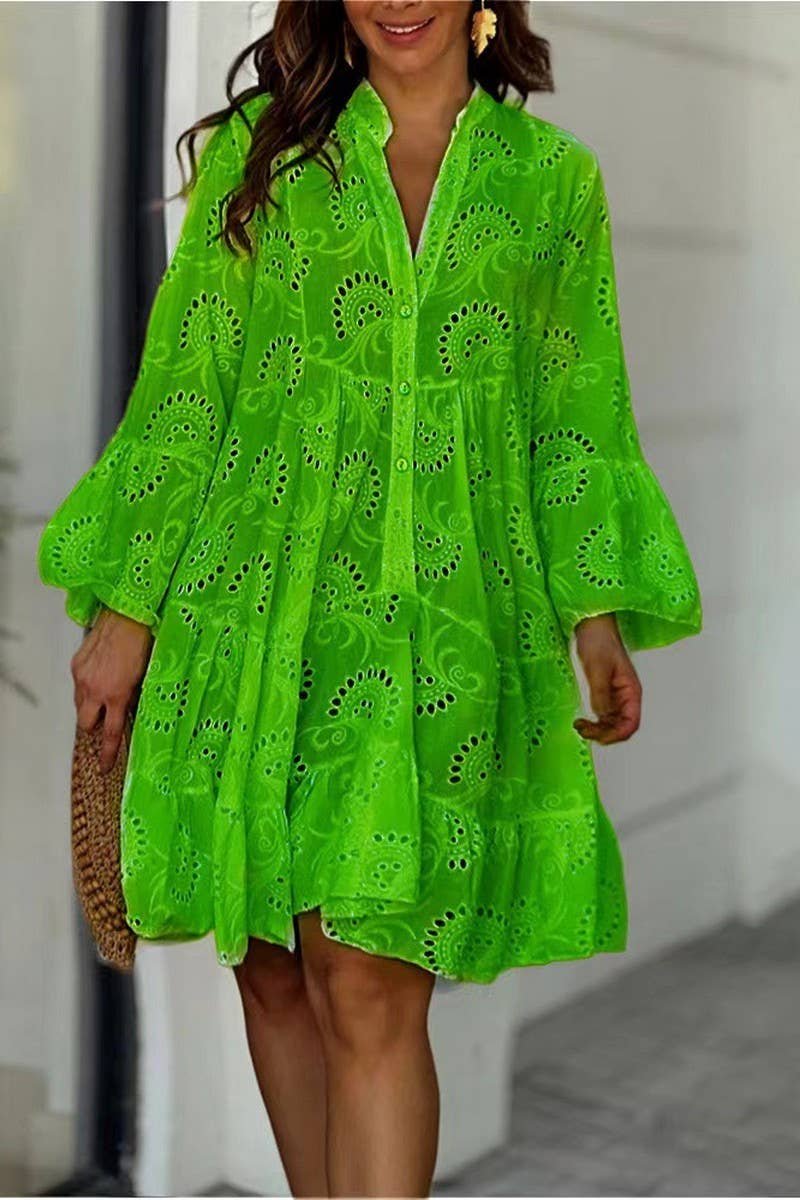 CWDSD10602_V-NECK EMBROIDERED HOLLOW LACE FLOWER SEXY DRESS