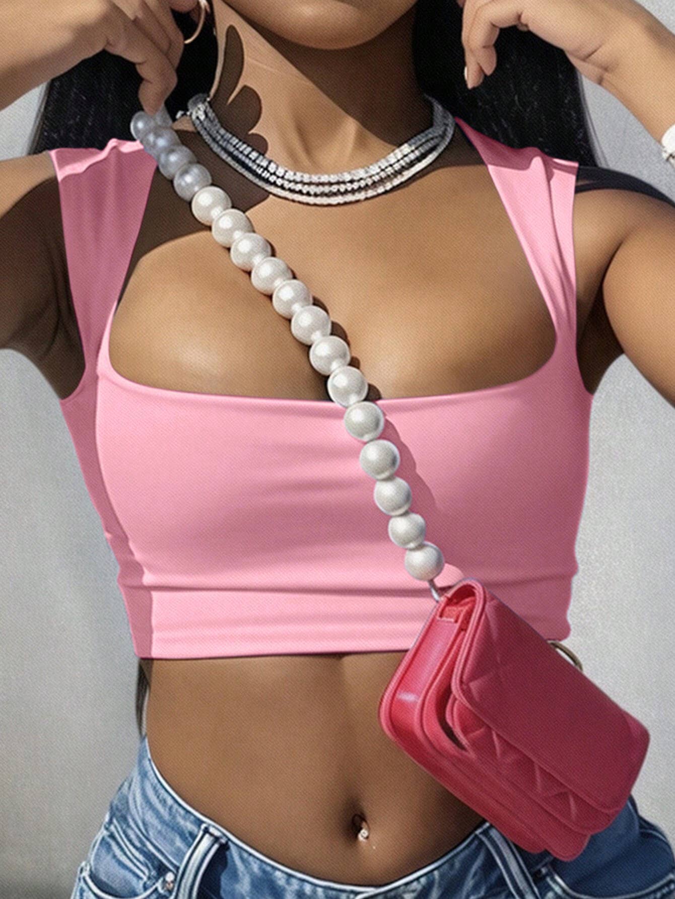 Skintight super-short revealing sexy tank top