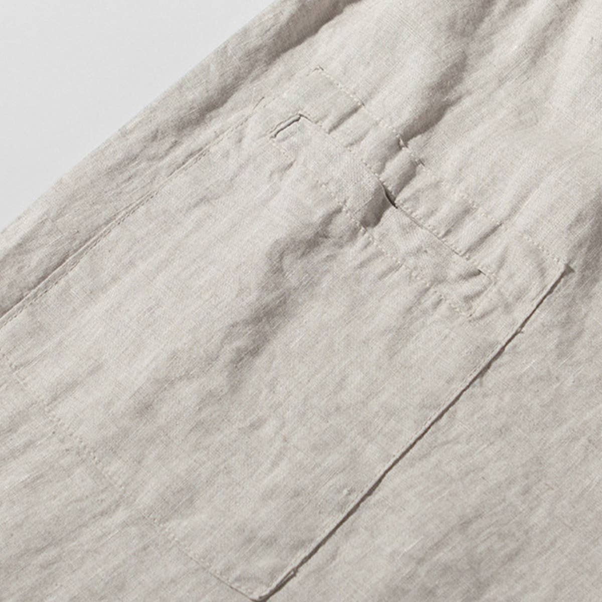 FABRIC LINEN-COTTON NINE-MINUTE WIDE-LEG PANTS
