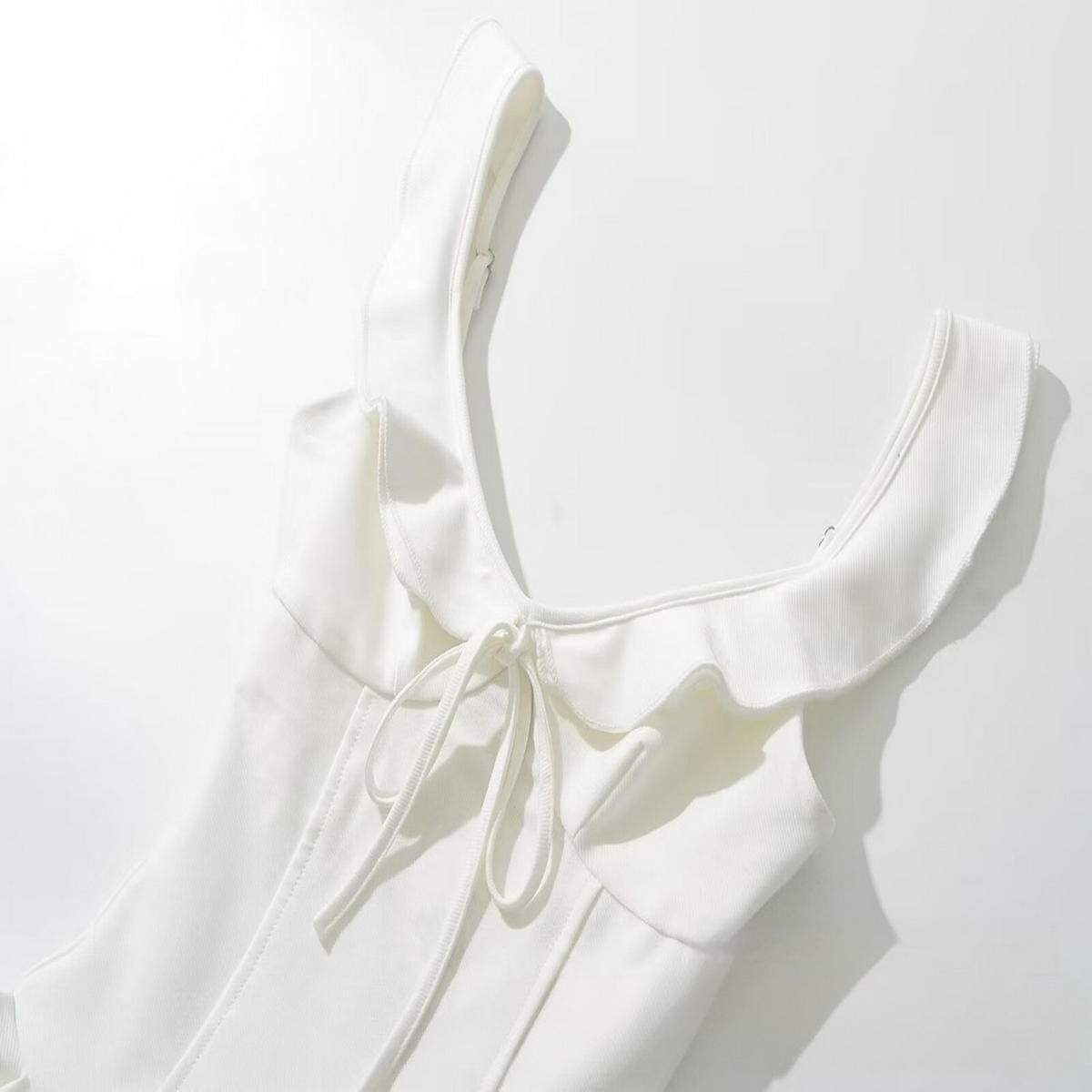 Ruffle Trim Knit Dress - French Fit & Flare Style