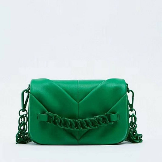 NEW SOLID COLOR SOFT LEATHER PLEATED SHOULDER BAG_CWAB3444
