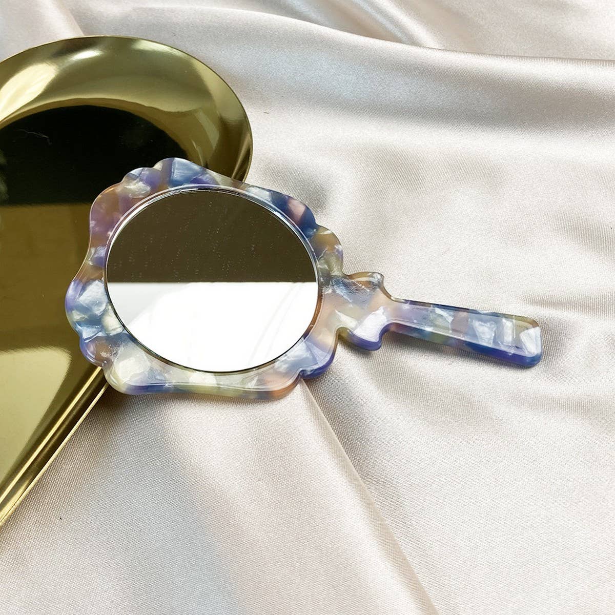 Geometric Acetate Handheld Makeup Mirror, Compact