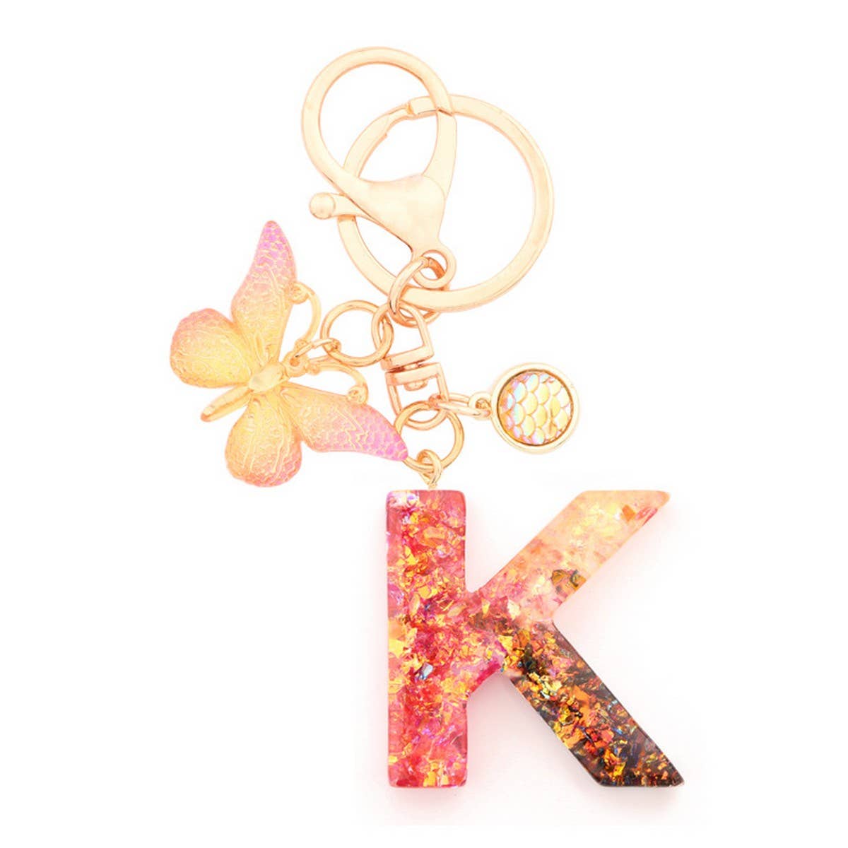 Creative Crystal Letter Keychain with Resin Sequins_CWAB5021