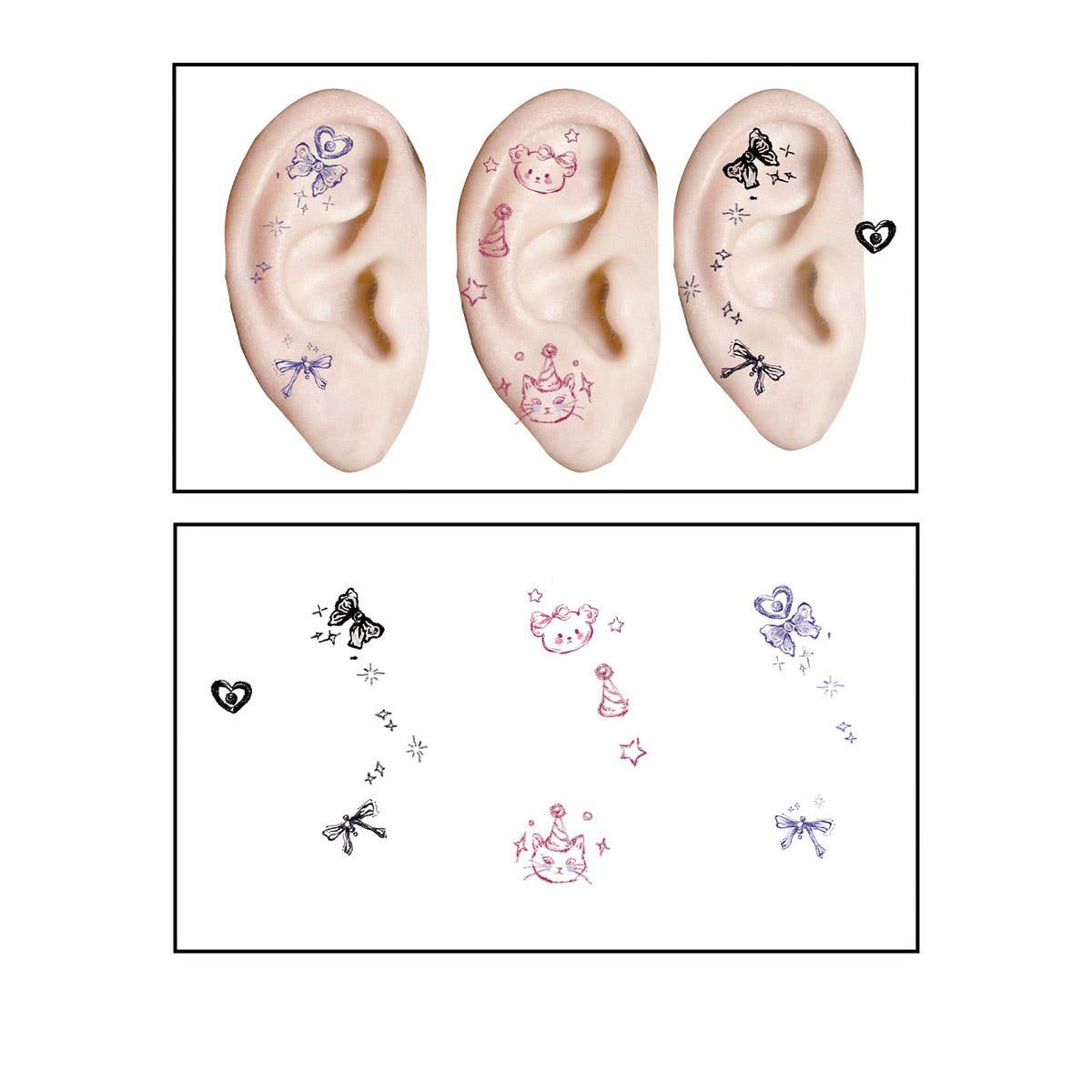 Waterproof Ear Tattoos ? Cute Cartoon Set